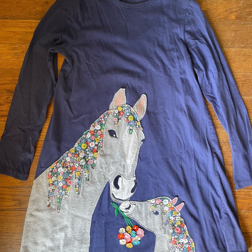 Girls Mini Biden Horse Floral Dress Shirt, size 8/9